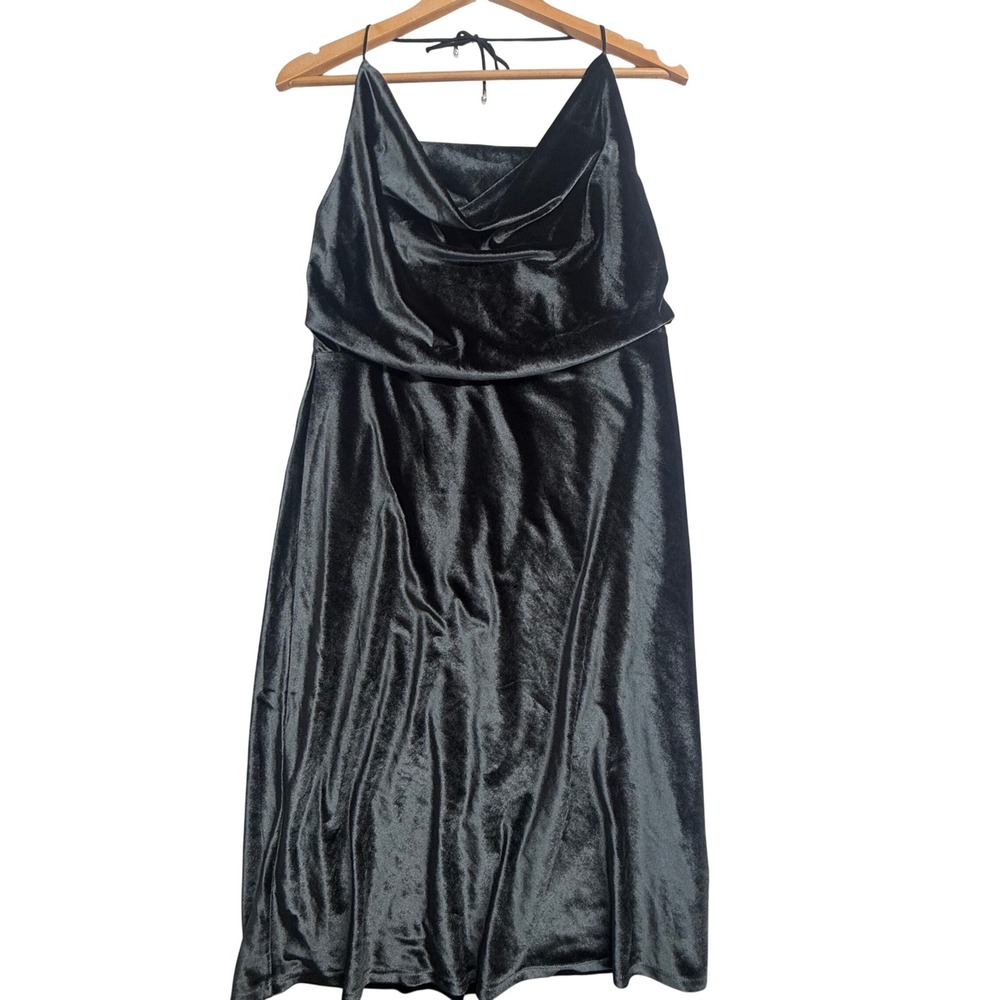 Abercrombie & Fitch Womens Large Black Velvet Cowl Neck Midi‎ Dress Open Back
